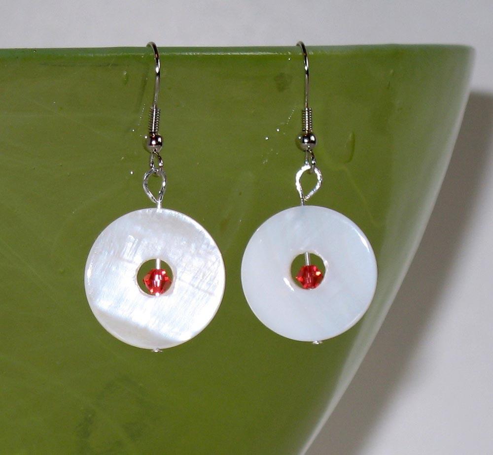 Mother of Pearl and Crystal Earrings - Natural Artist