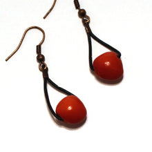 Red Huayruro Seed Earrings - Rain Forest Seed Jewelry - Natural Artist