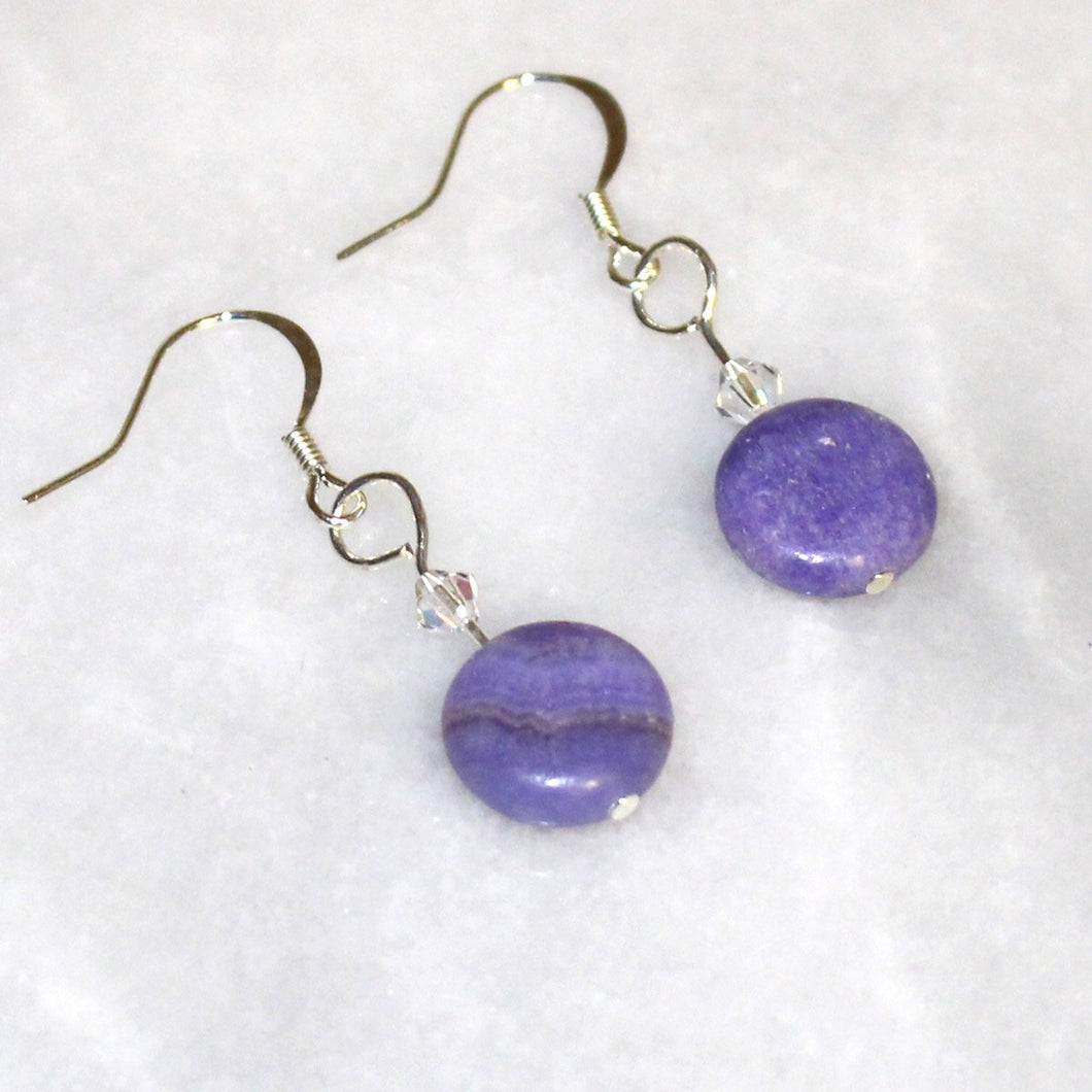 Purple Stone Earrings With Swarovski Crystal - Natural Artist