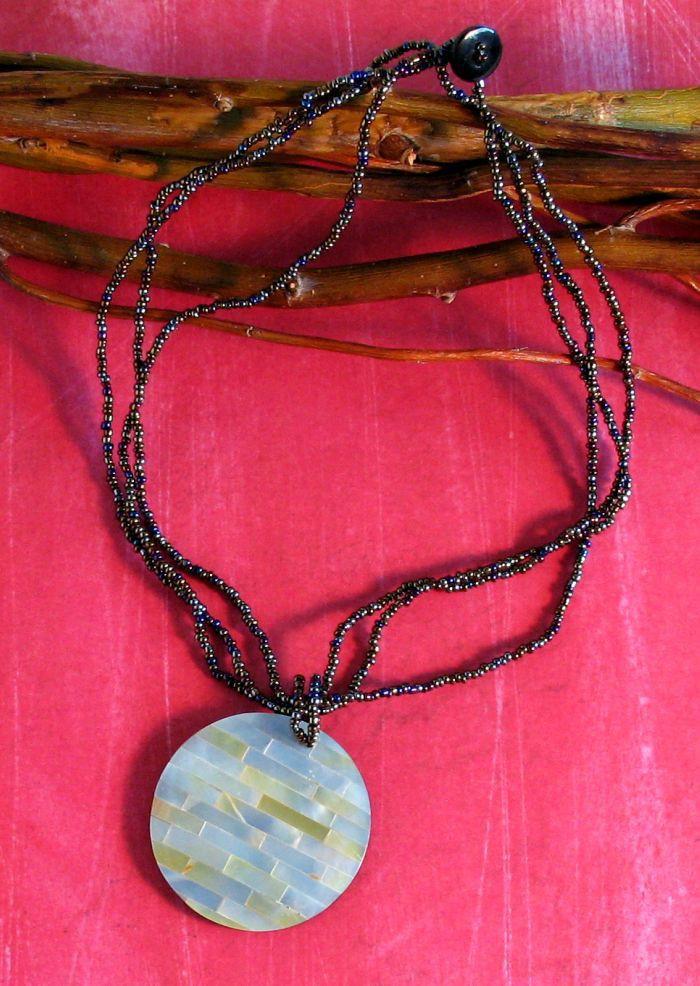 Tile Shell Beaded Necklace - Natural Artist