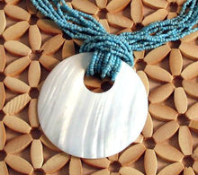 Turquoise Color Beaded Shell Necklace - Natural Artist