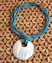 Turquoise Color Beaded Shell Necklace - Natural Artist