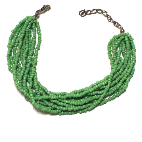 Green Beaded Multi Strand Mayan Bracelet - Natural Artist